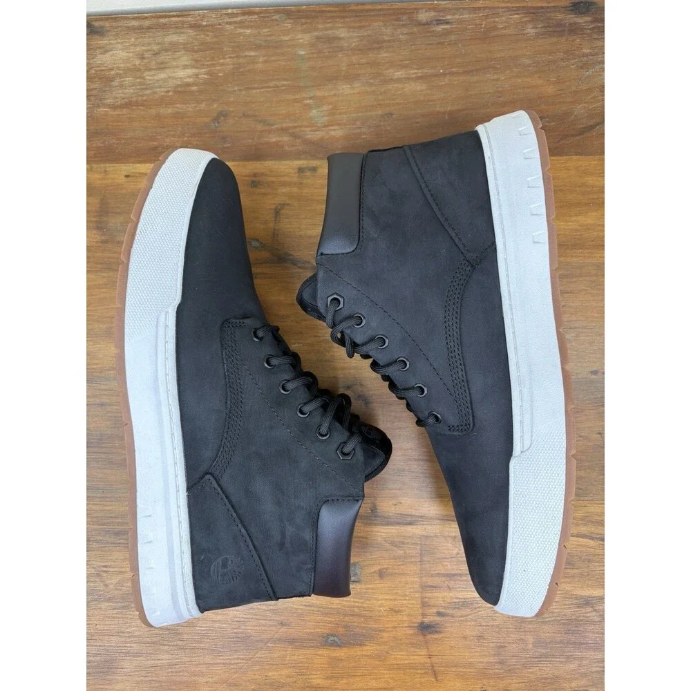 Timberland Maple Grove Chukka Boots Mens 9 Black Nubuck Leather Sneaker A5PSG